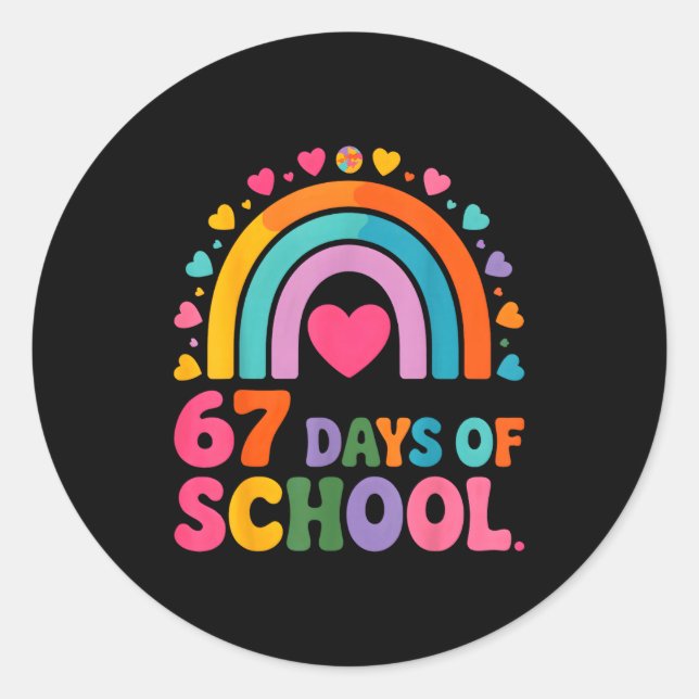 I Survived 67 Days Of School Tie Die Rainbow Lover Runder Aufkleber (Vorderseite)