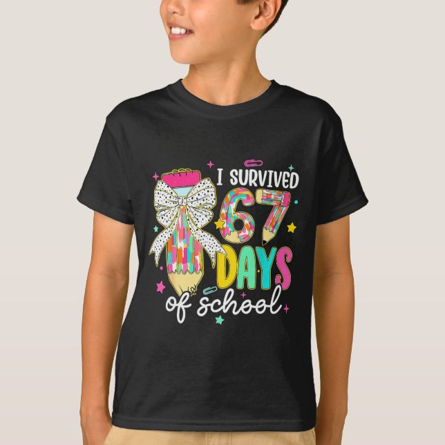 I Survived 67 Six Seven Days School Meme 100th Day T-Shirt (Vorderseite)