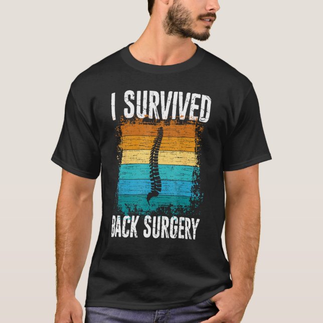 I Survived Back Surgery  Scoliosis Warrior Awarene T-Shirt (Vorderseite)