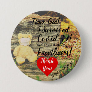 I Survived COVID-19 Badge. Button