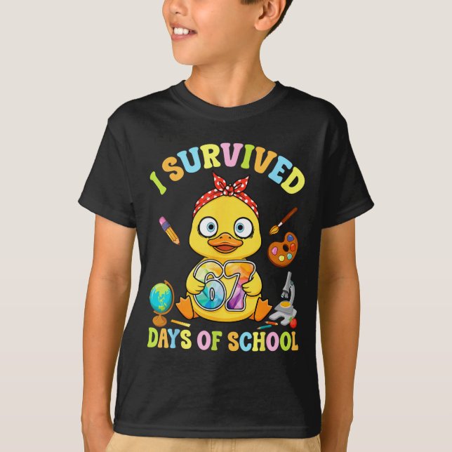 I Survived Six Seven Days Of School Cute Duck Stud T-Shirt (Vorderseite)