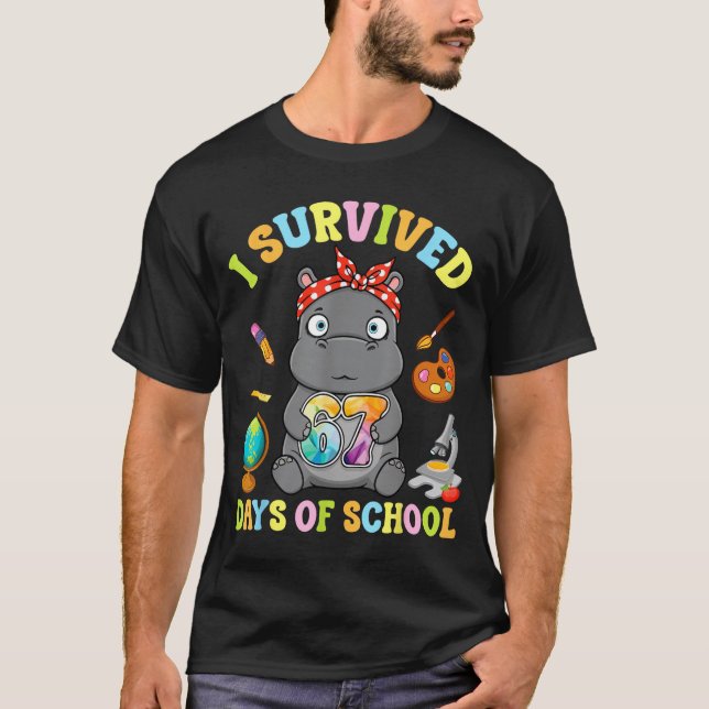 I Survived Six Seven Days Of School Cute Hip Stude T-Shirt (Vorderseite)