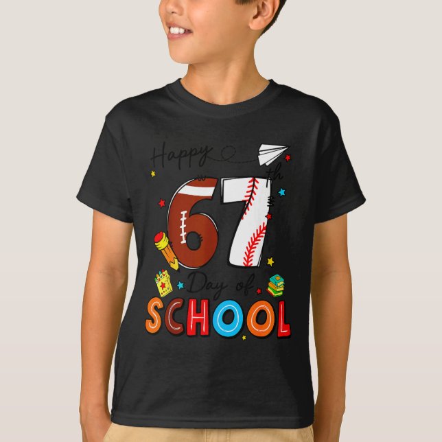 I Survived Sixty Seven Days Of School Funny Baseba T-Shirt (Vorderseite)