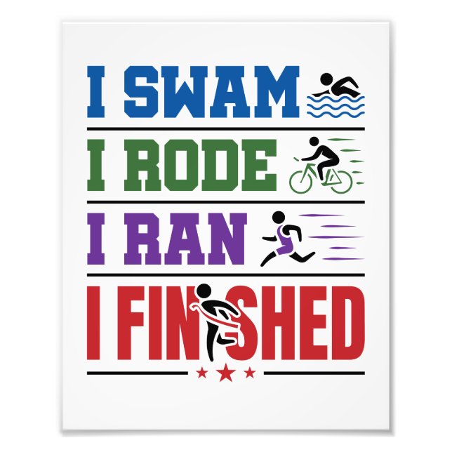 I Swam I Rode I Ran I beendet Triathlon Race Fotodruck (Vorne)