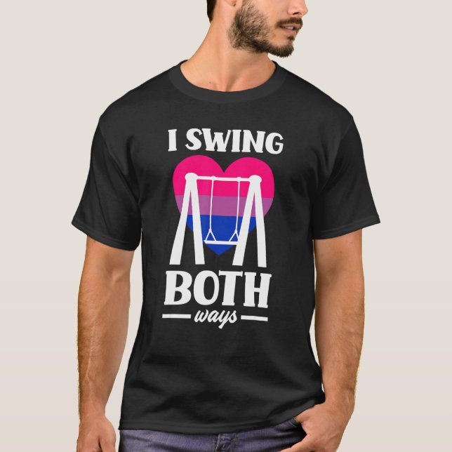 I Swing Both Ways Funny Bi Pride Flag Bisexual T-Shirt (Vorderseite)