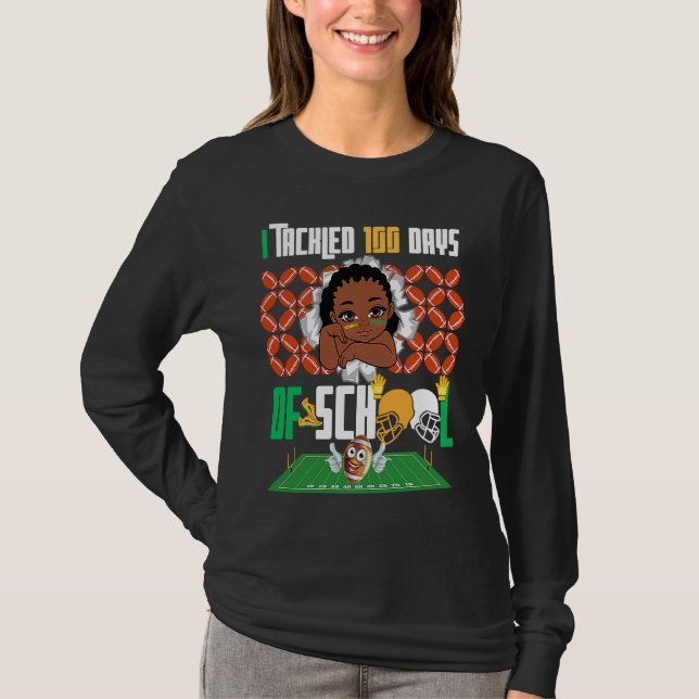 I Tackled 100 Days 100th Day Of School Boys Footba T-Shirt (Vorderseite)