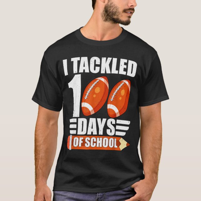 I Tackled 100 Days Of School For Teacher Kids Boys T-Shirt (Vorderseite)