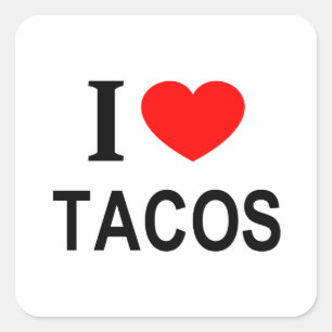 I ❤️ TACOS I LIEBE TACOS I HERZTACOS QUADRATISCHER AUFKLEBER