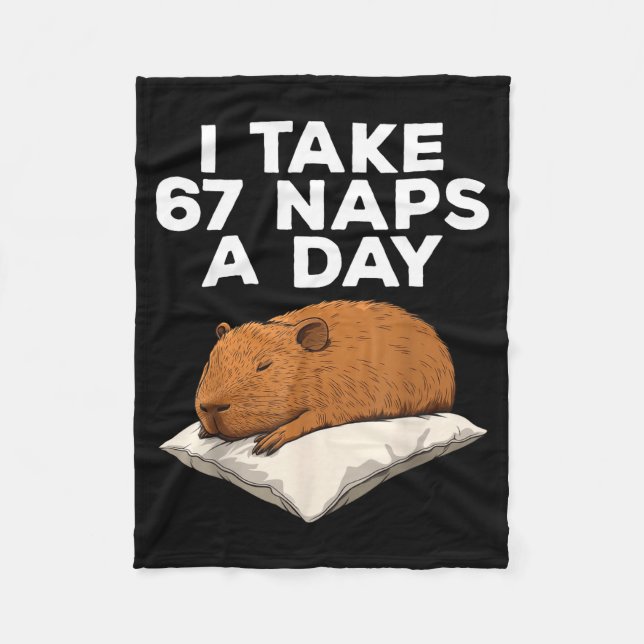 I Take 67 Naps A Day Funny Capybara Six Seven Meme Fleecedecke (Vorderseite)