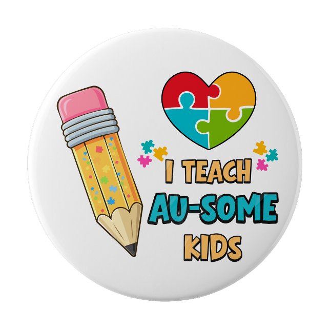 I teach Au-some kids Teacher Autism pin button (I teach au-some kids pin button)
