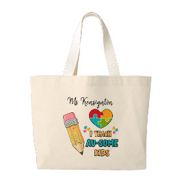 I teach Au-some kids Teacher Autism Tote bag Jumbo Stoffbeutel