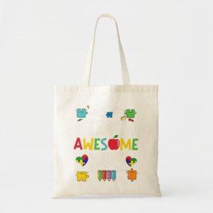 I Teach Awesome Kids Shirt Autism Awareness Puzzle Tragetasche