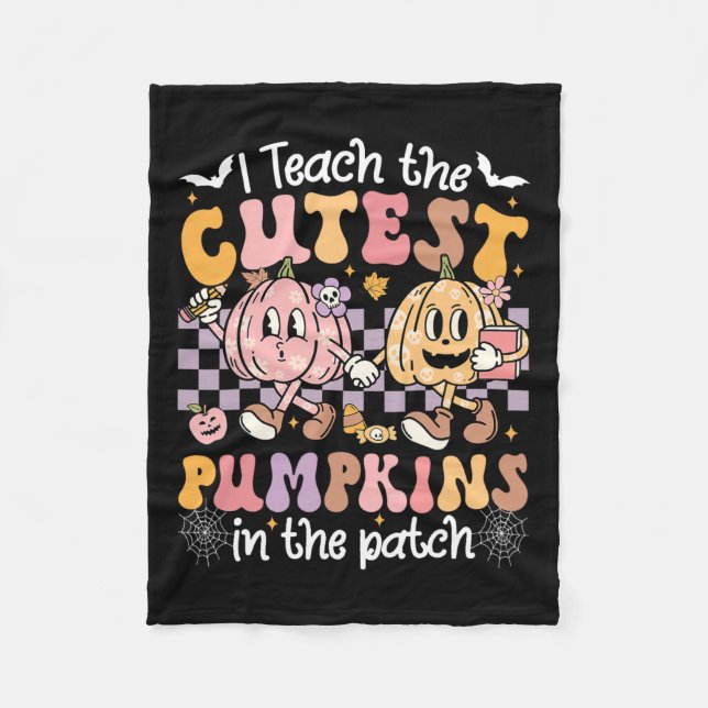 I Teach The Cutest Pumpkins In the Patch Retro Tea Fleecedecke (Vorderseite)