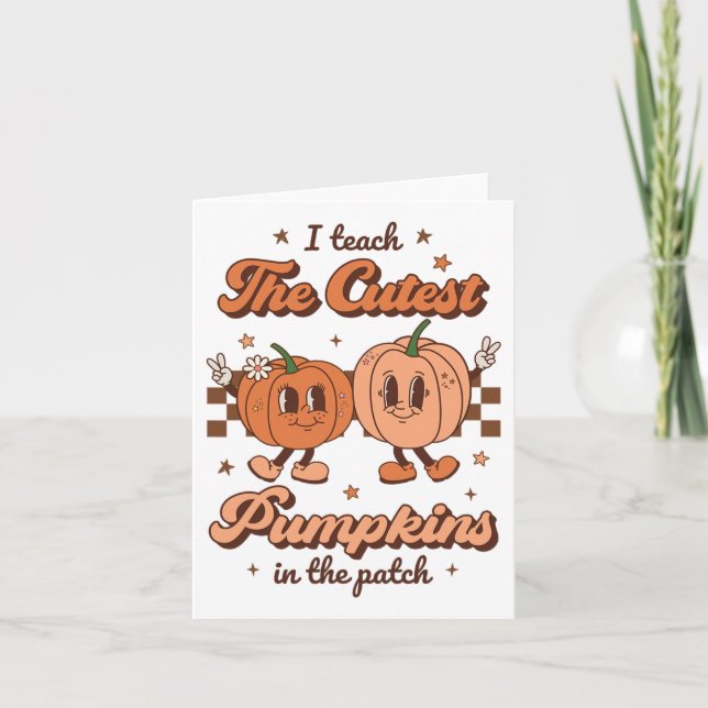 I Teach The Cutest Pumpkins In the Patch Retro Tea Karte (Vorderseite)