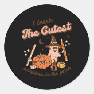 I Teach The Cutest Pumpkins In the Patch Retro Tea Runder Aufkleber