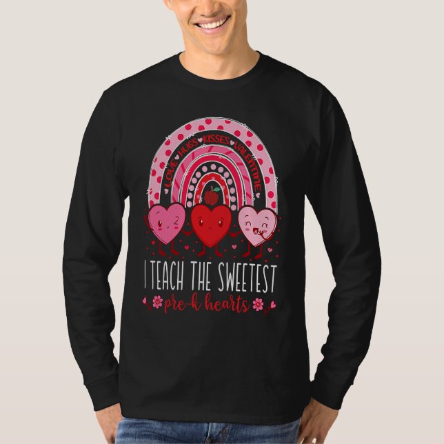 I Teach The Sweetest Pre K Hearts Teachers Valenti T-Shirt (Vorderseite)
