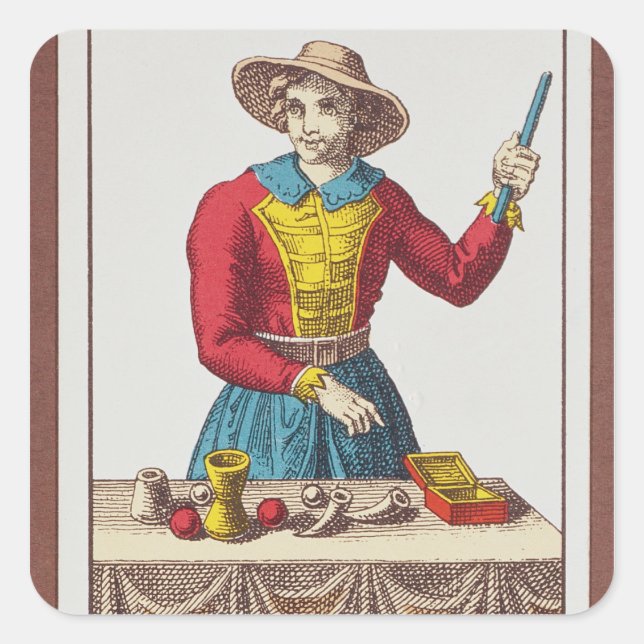 I The Magician, sieben Tarot-Karten Quadratischer Aufkleber (Vorderseite)
