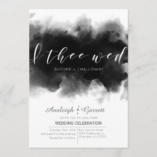 I the Wed Dark Watercolor Goth Wedding Einladung