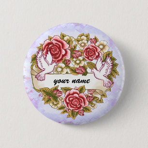 I The Wed Wedding Heart Knopf Button