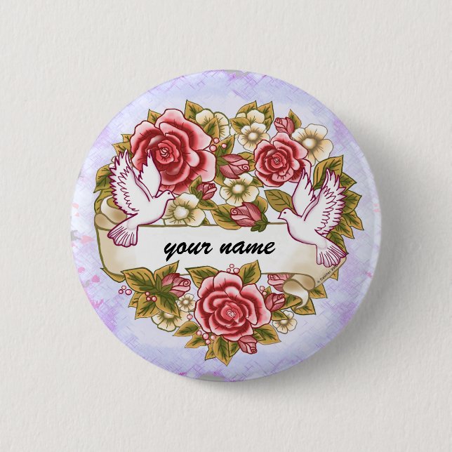 I The Wed Wedding Heart Knopf Button (Vorderseite)