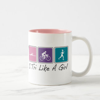 I Tri wie ein Mädchen (Triathlete) Zweifarbige Tasse