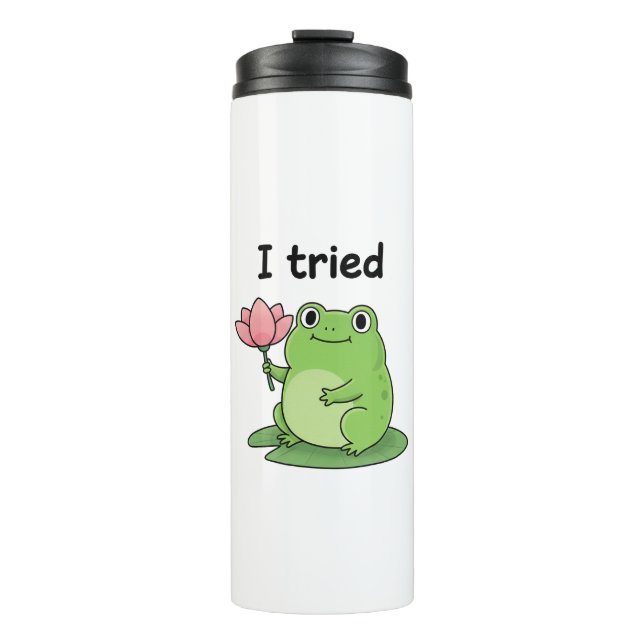 "I Tried" Froggy Effort Design Thermosbecher (Vorderseite)
