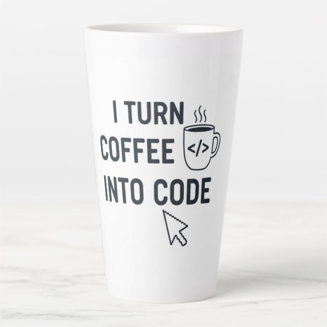 I Turn Coffee Into Code - Funny Programmer Quote Milchtasse (Vorderseite)