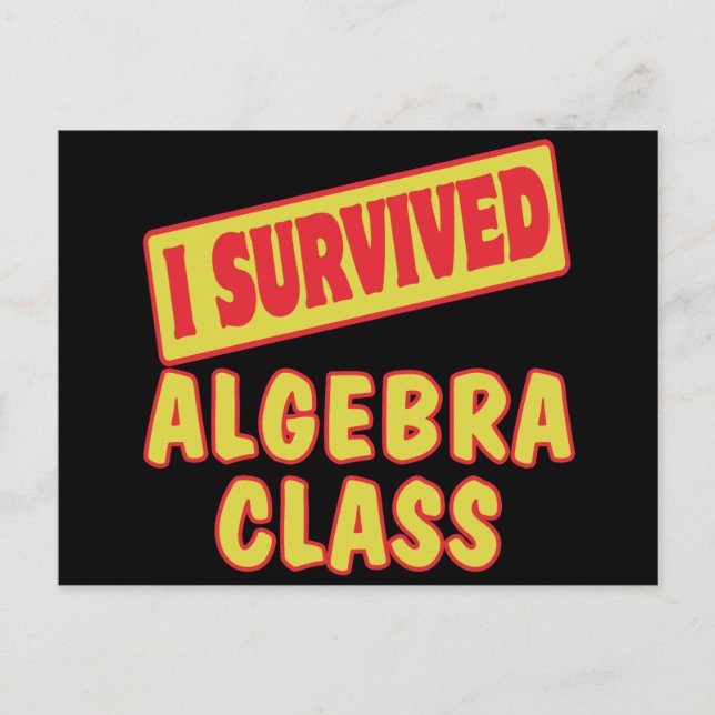 I ÜBERLEBTE ALGEBRA-KLASSE POSTKARTE (Vorderseite)