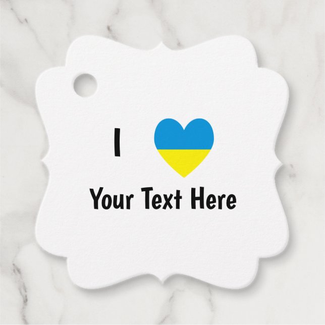 I (Ukrainisches Flaggenherz) Ihr Personalisierter  Geschenkanhänger (Vorderseite)