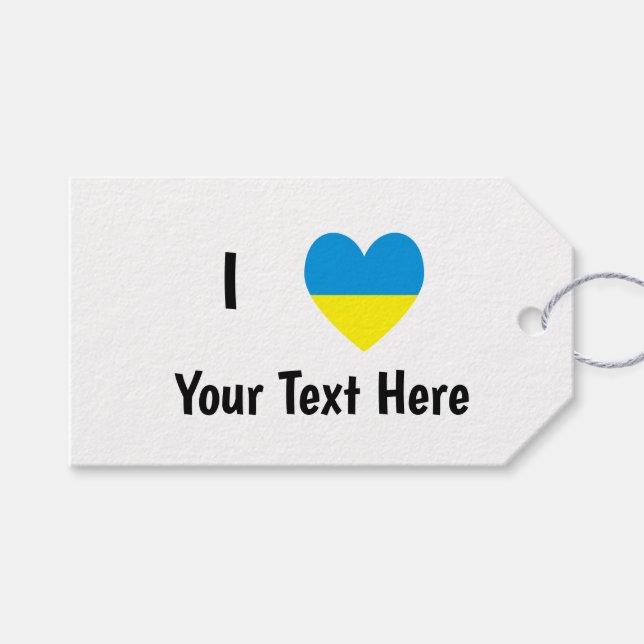 I (Ukrainisches Flaggenherz) Ihr Personalisierter  Geschenkanhänger (Vorderseite (Horizontal))