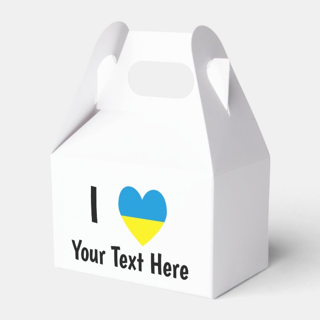 I (Ukrainisches Flaggenherz) Ihr Text Geschenkschachtel (Vorderseite)