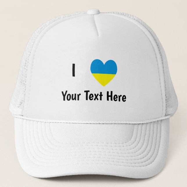 I (Ukrainisches Flaggenherz) Ihr Text Truckerkappe (Vorderseite)