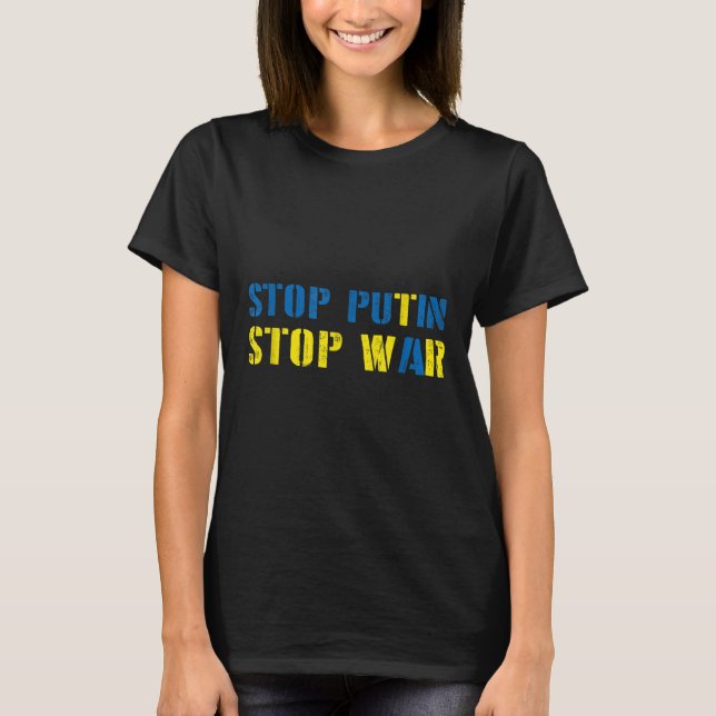 I unterstütze die Ukraine Stoppt Putin Krieg beend T-Shirt (Vorderseite)