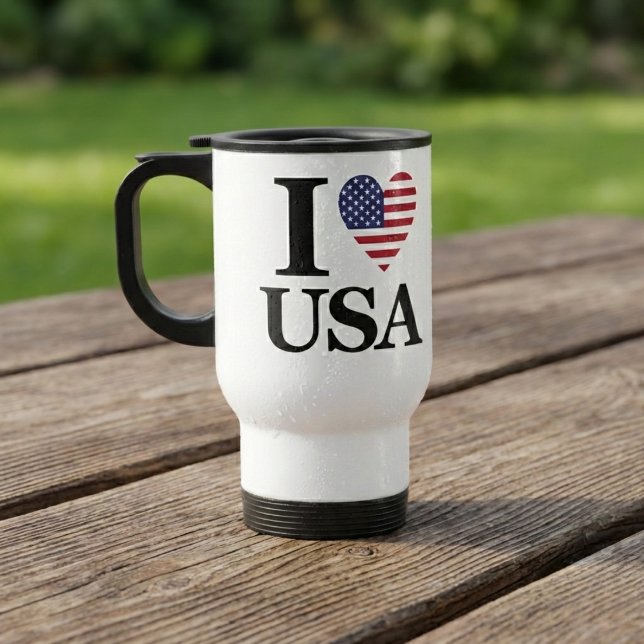 "I ❤️ USA" REISEBECHER (Commute With American Pride.)