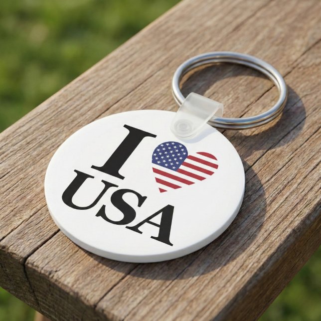 "I ❤️ USA" Runder Schlüsselanhänger (A Daily Reminder that Your Heart Belongs to America.)