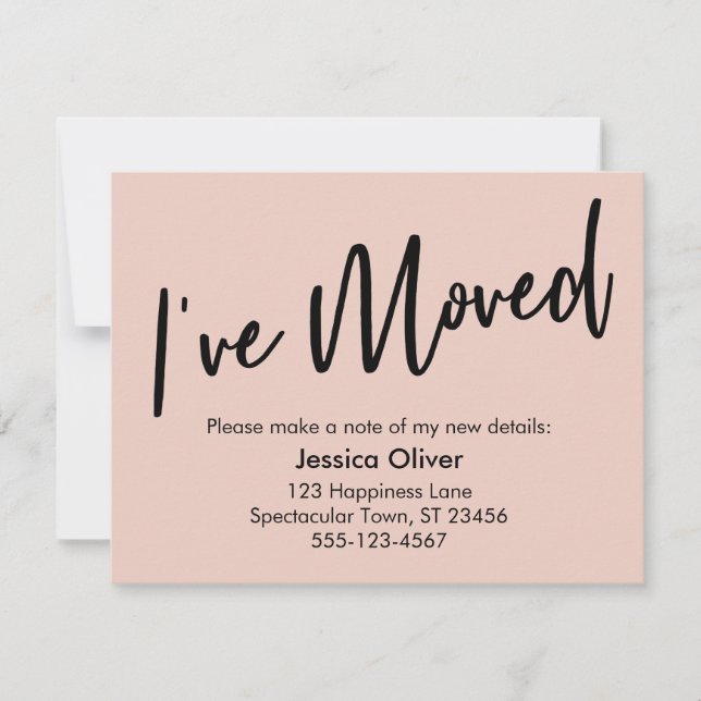 "I ve Moved" Moderne Handschrift Blush Pink Card Einladung (Vorderseite)
