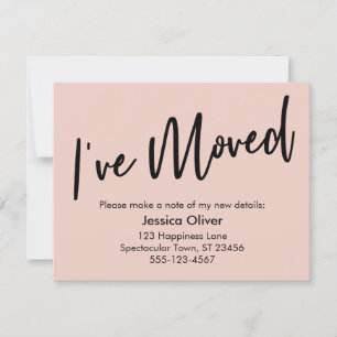 "I ve Moved" Moderne Handschrift Blush Pink Card Einladung