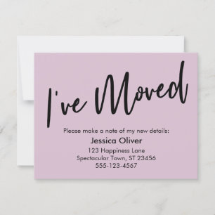 "I ve Moved" Moderne Handwriting Light Mauve Card Einladung