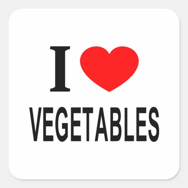 I ❤️ VEGETABLES I LIEBE VEGETABLES I HERZVEGETABL QUADRATISCHER AUFKLEBER (Vorderseite)