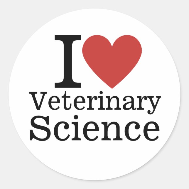 I ❤️ Veterinärwissenschaften für Studierende/Fakul Runder Aufkleber (Vorderseite)