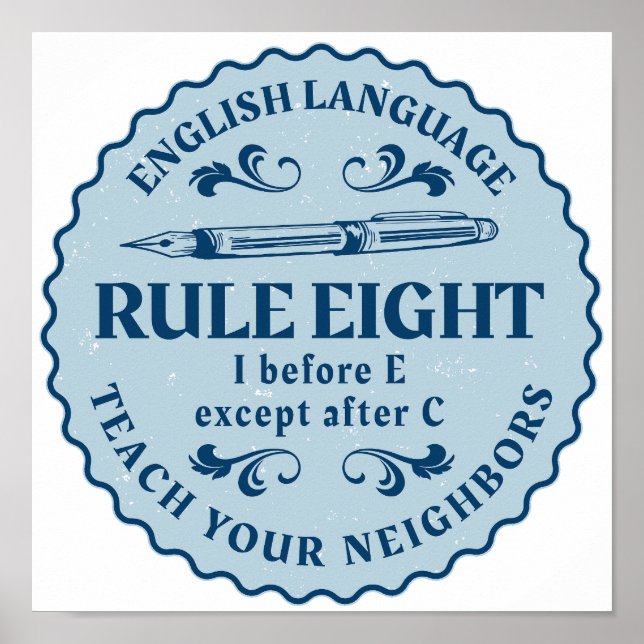 I vor E, außer nach C Rule Funny Poster (Vorne)