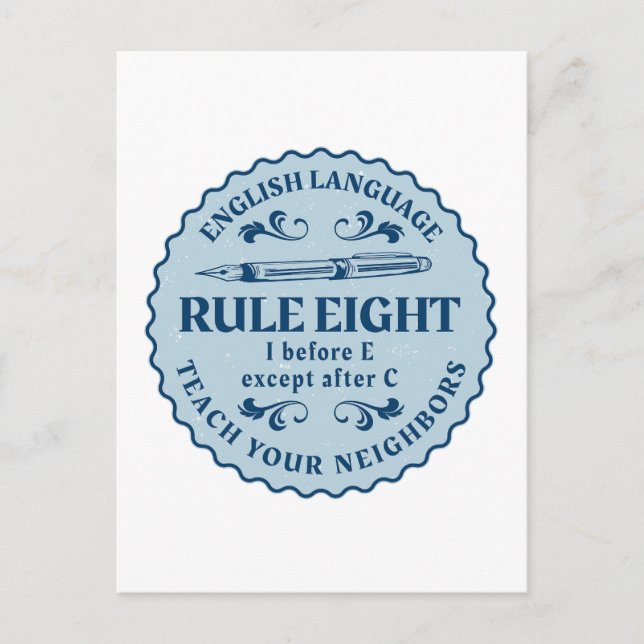 I vor E, außer nach C Rule Funny Postkarte (Vorderseite)