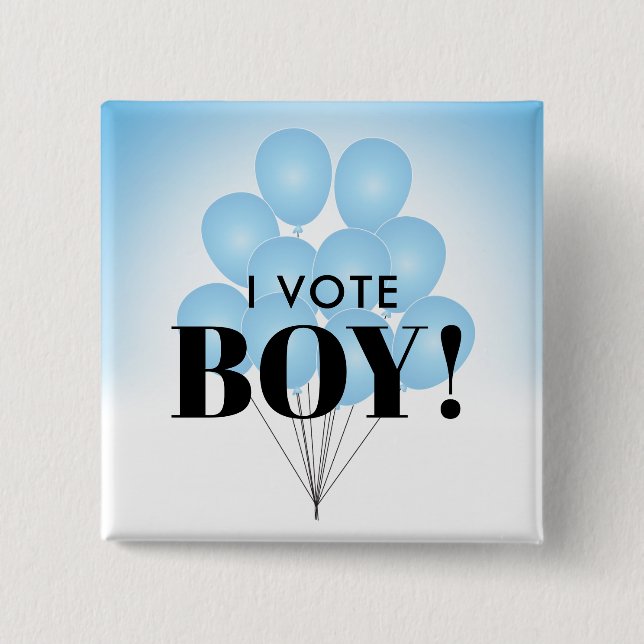 I Vote Boy Blue Ballons Gender Reveal Party Button (Vorderseite)