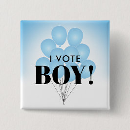 I Vote Boy Blue Ballons Gender Reveal Party Button
