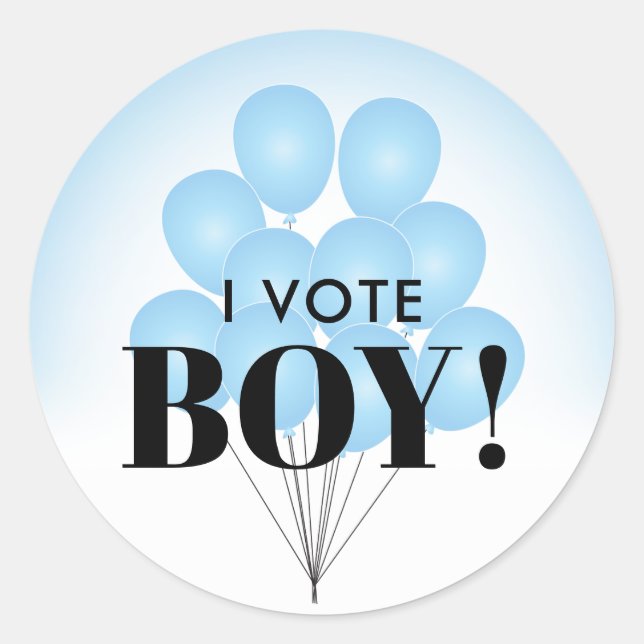 I Vote Boy Blue Ballons Gender Reveal Party Runder Aufkleber (Vorderseite)