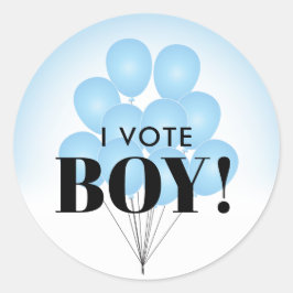 I Vote Boy Blue Ballons Gender Reveal Party Runder Aufkleber
