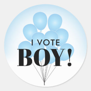 I Vote Boy Blue Ballons Gender Reveal Party Runder Aufkleber