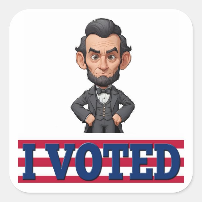 I Voted Character Quadratischer Aufkleber (Vorderseite)