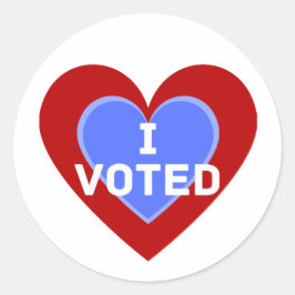"I Voted" Round Sticker mit Herzdesign
