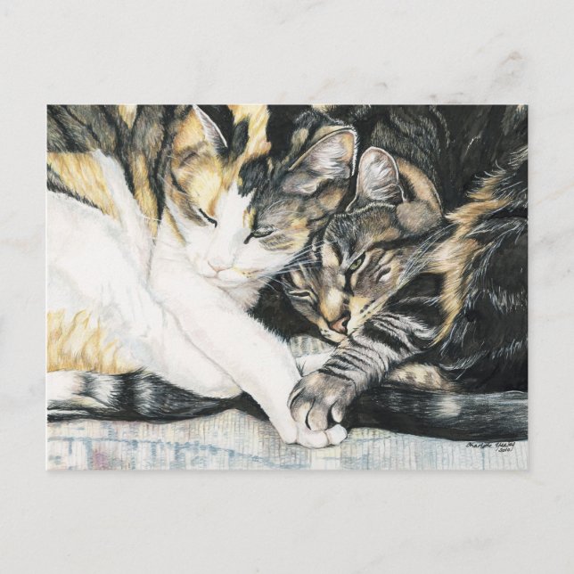 "I Wanna Hold your Paw" Cat Art Postcard Postkarte (Vorderseite)